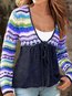 V-neck Short Date Night Colorful Knitted Sweater (Style V102517)