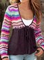 V-neck Short Date Night Colorful Knitted Sweater (Style V102517)