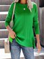 Round Neck Slim Fashion Plain Knitted T Shirt (Style V102521)