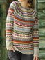 Slim Fashion Floral Dacron Pattern Sweater (Style V102522)
