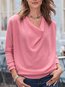 Heap Collar Slim Fashion Plain Cotton Blends Sweater (Style V102525)