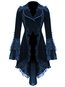 Shawl Collar Long Plain Dacron Lace Coat (Style V102533)