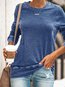 Round Neck Slim Date Night Cotton Blends Patchwork Sweatshirts (Style V102536)
