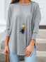 Midi Straight Party Plain Cotton Blends Sweatshirts (Style V102554)