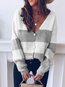 Standard Date Night Color Block Polyester Button Sweater (Style V102564)