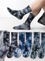 Fashion Color Block Cotton Blends Socks (Style V102623)