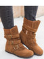 Bohemian Adjustable Buckle Artificial Suede Boots (Style V102646)
