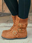 Bohemian Adjustable Buckle Artificial Suede Boots (Style V102646)