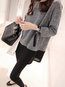 Round Neck Midi Loose Color Block Patchwork T Shirt (Style V200011)
