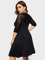 Straight V-neck Plain Backless Polyester Knee Length Dresses (Style V200013)