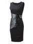 Work Round Neck Plain Patchwork Polyester Knee Length Dresses (Style V200016)