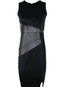 Work Round Neck Plain Patchwork Polyester Knee Length Dresses (Style V200016)