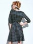 A-line Round Neck Plaid Strappy Cotton Knee Length Dresses (Style V200028)