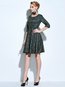 A-line Round Neck Plaid Strappy Cotton Knee Length Dresses (Style V200028)