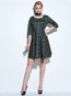 A-line Round Neck Plaid Strappy Cotton Knee Length Dresses (Style V200028)