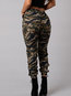 Maxi Skinny Button Denim Camouflage Jeans (Style V200032)