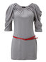 Bodycon Round Neck Plain Ruffle Polyester Bodycon Dresses (Style V200033)
