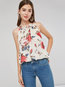 Standard Slim Floral Chiffon Pattern Tank Top (Style V200037)