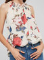 Standard Slim Floral Chiffon Pattern Tank Top (Style V200037)