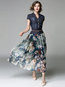 Expansion V-neck Floral Patchwork Chiffon Maxi Dresses (Style V200040)