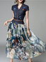 Expansion V-neck Floral Patchwork Chiffon Maxi Dresses (Style V200040)