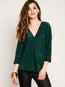 V-neck Standard Slim Plain Polyester Blouse (Style V200060)