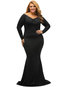 Expansion V-neck Plain Polyester Maxi Dresses (Style V200065)