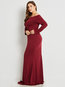 Expansion V-neck Plain Polyester Maxi Dresses (Style V200065)