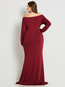 Expansion V-neck Plain Polyester Maxi Dresses (Style V200065)