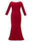 Expansion V-neck Plain Polyester Maxi Dresses (Style V200065)