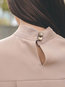 Stand Collar Standard Straight Plain Blouse (Style V200069)