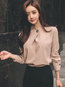 Stand Collar Standard Straight Plain Blouse (Style V200069)