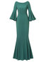 Mermaid Round Neck Plain Backless Polyester Maxi Dresses (Style V200071)