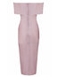 Bodycon Off The Shoulder Plain Polyester Knee Length Dresses (Style V200075)