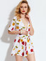 Mini Loose Beach Floral Patchwork Jumpsuit (Style V200096)