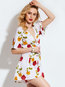 Mini Loose Beach Floral Patchwork Jumpsuit (Style V200096)