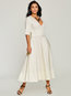 Expansion V-neck Plain Midi Dresses (Style V200100)