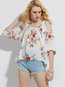 Off The Shoulder Standard Loose Floral Pattern Blouse (Style V200108)