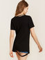 Round Neck Standard Slim Floral Cut Out T Shirt (Style V200111)