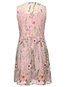A-line Round Neck Floral Embroidered Tulle Knee Length Dresses (Style V200113)