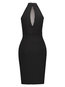 Bodycon Stand Collar Plain Backless Bodycon Dresses (Style V200122)