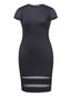 Bodycon Round Neck Plain Patchwork Polyester Knee Length Dresses (Style V200123)