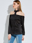 Standard Slim Plain Polyester Backless Blouse (Style V200125)