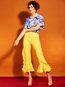 Maxi Slim Cascading Ruffle Polyester Plain Casual Pants (Style V200130)