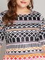 Straight Round Neck Geometric Print Polyester Knee Length Dresses (Style V200133)