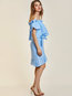 Asymmetrical Off The Shoulder Plain Backless Cotton Knee Length Dresses (Style V200152)