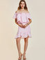 Asymmetrical Off The Shoulder Plain Backless Cotton Knee Length Dresses (Style V200152)