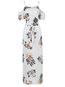 Asymmetrical Spaghetti Strap Floral Print Cotton Blends Maxi Dresses (Style V200155)