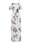 Asymmetrical Spaghetti Strap Floral Print Cotton Blends Maxi Dresses (Style V200155)