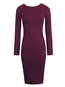 Modern Round Neck Plain Backless Knitted Knee Length Dresses (Style V200157)